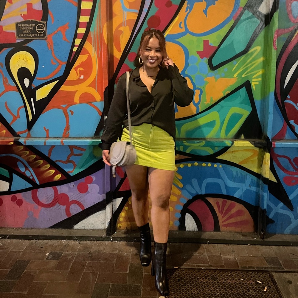 Lime green corduroy skirt